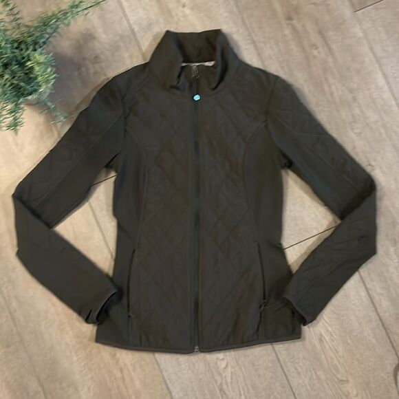 LIKE NEW ATHLETA UPSIDE JACKET OLIVE GREEN/BROWN LIGHTWEIGHT ATHLEISURE SIZE XS - Picture 2 of 6